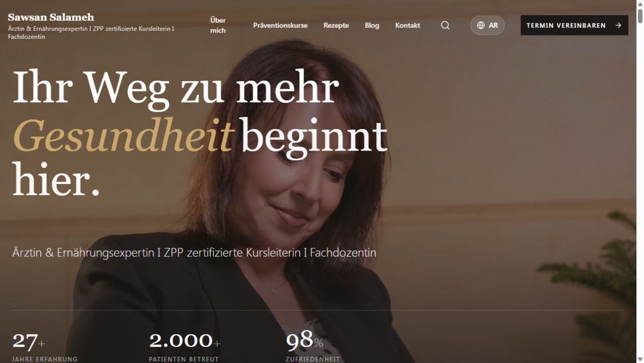 Screenshot der von Matchpoint erstellten Website Sawsan Salameh